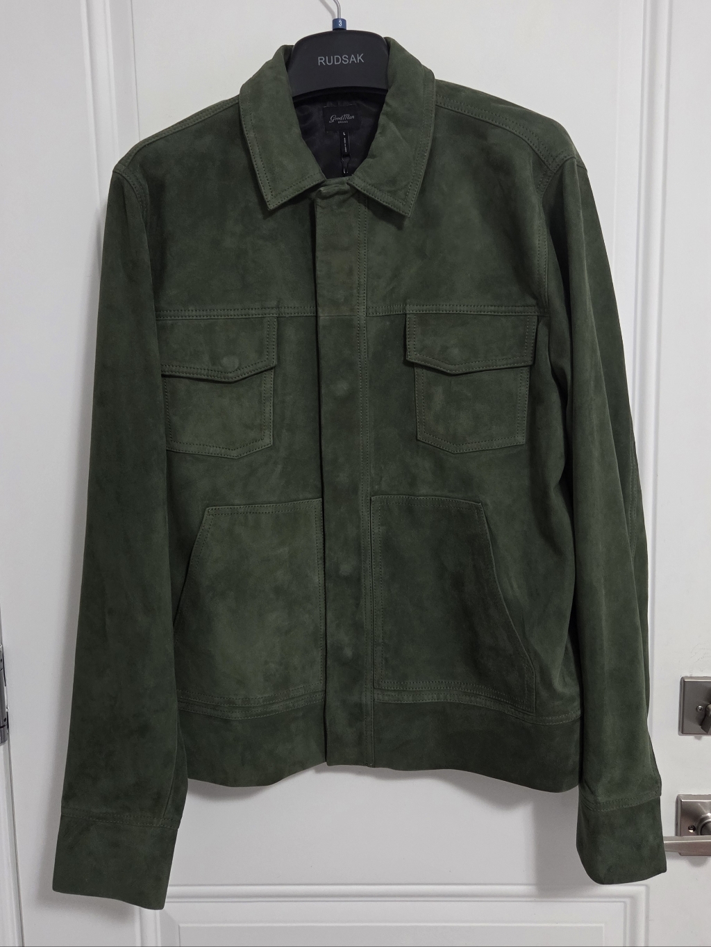 Nwt - Good Man Brand Men's Lamb Leather Suede Trucker Jacket - Size L